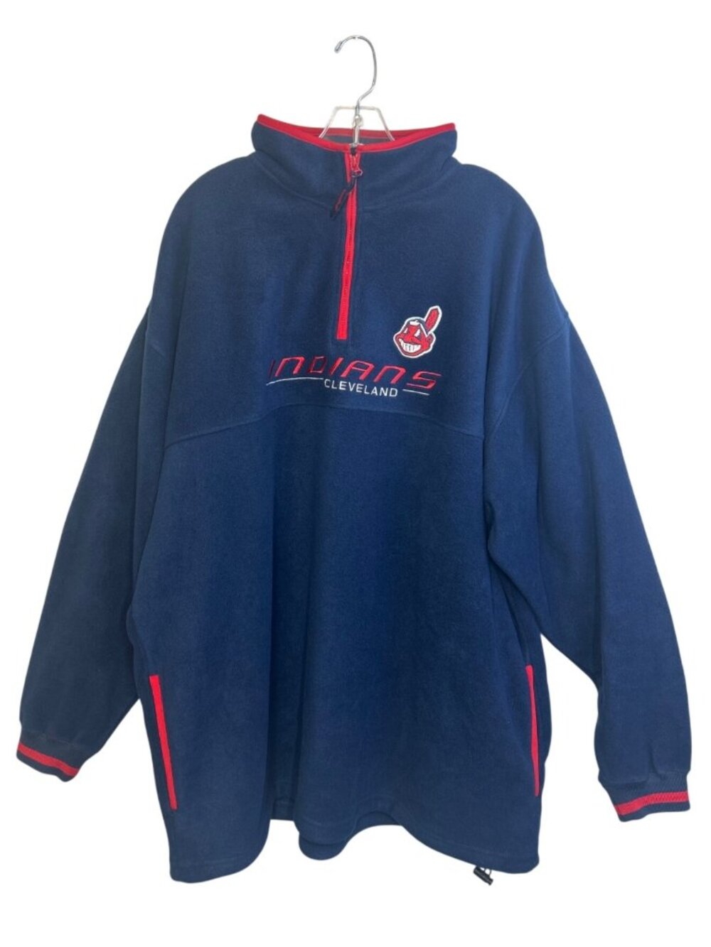 VTG Cleveland Indians Chief Wahoo 1/4 Zip Fleece Sweatshirt Pullover Men’s L - Picture 2 of 12